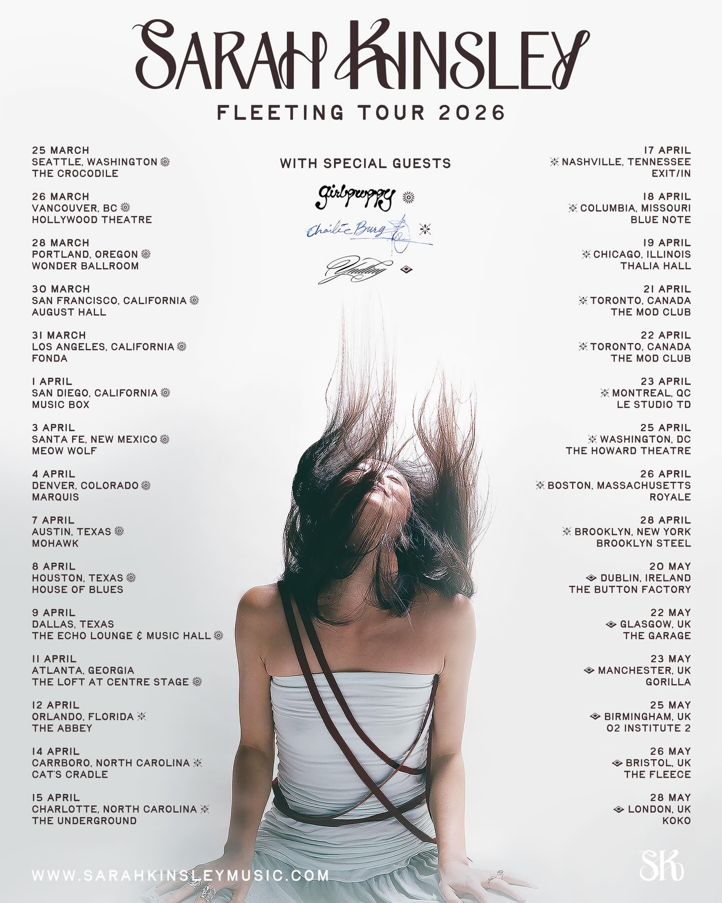 Charlie Burg The Fleeting Tour Poster 2026